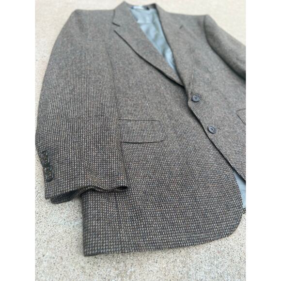 Vtg Lands' End Jacket Men Size 42R Gray Lambs Wool/Wool Tweed Two Button Blazer - Picture 2 of 6